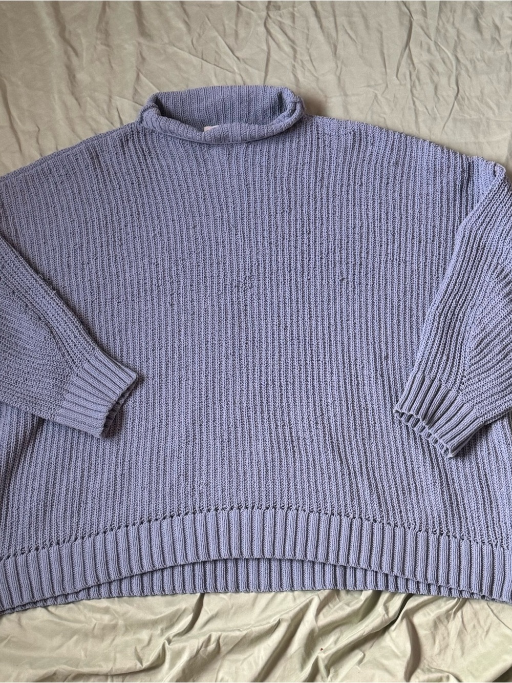 Aerie Oversized Baby Blue Turtleneck Knit Sweater